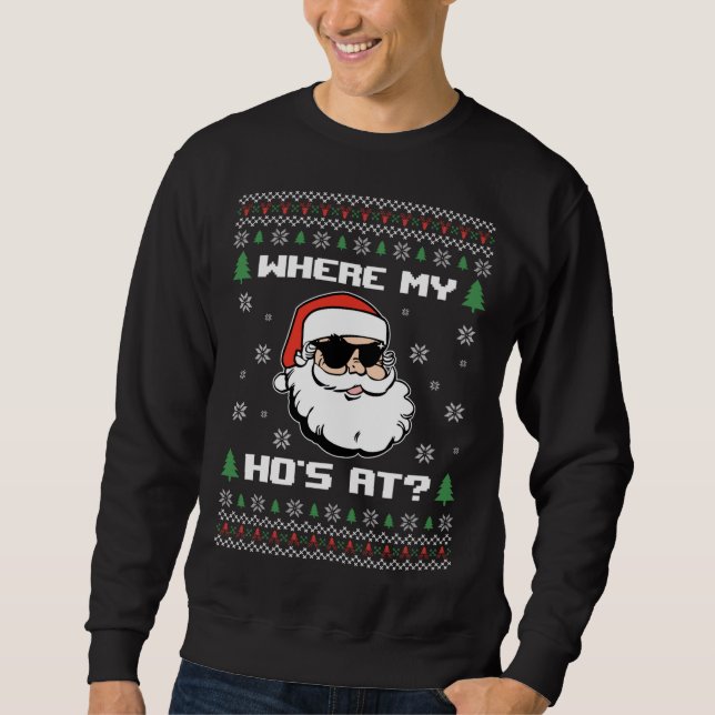 Naughty Ugly Christmas Sweater Funny Adult Where's (Front)