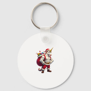 Naughty Unicorn Pun Funny Family Christmas Morning Keychain