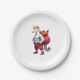 Naughty Unicorn Pun Funny Family Christmas Morning Paper Plates