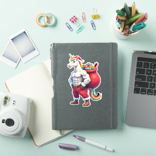 Naughty Unicorn Pun Funny Family Christmas Morning Sticker