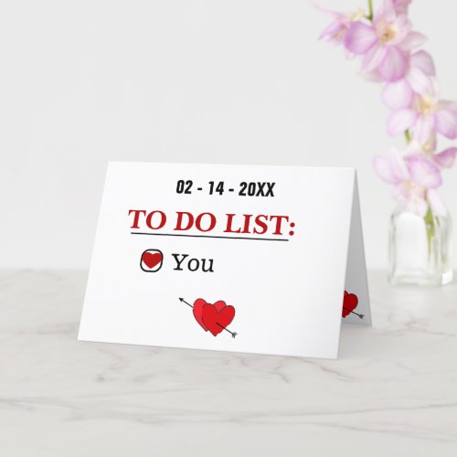 Naughty Valentines Day  To Do List Funny Card