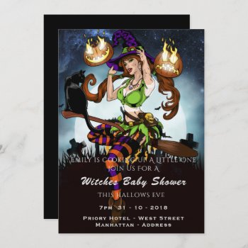 Naughty Witch Baby Shower Halloween Party Invite