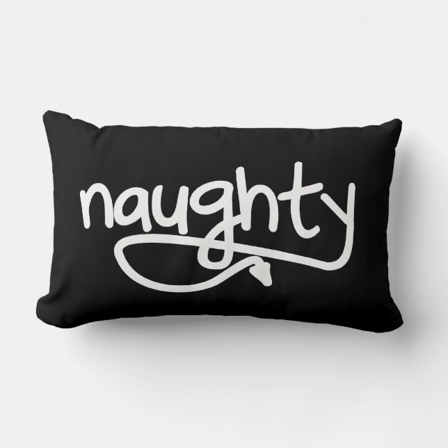 naughty with devil's tail lumbar pillow (Front)