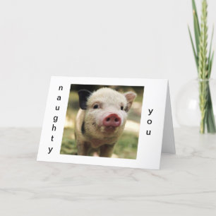NAUGHTY YOU-LUCKY ME CHRISTMAS PIGGY HOLIDAY CARD