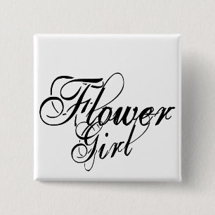 Naughy Grunge Script - Flower Girl Black Button