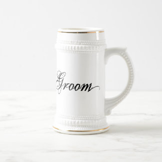 Naughy Grunge Script - Groom Black Beer Stein