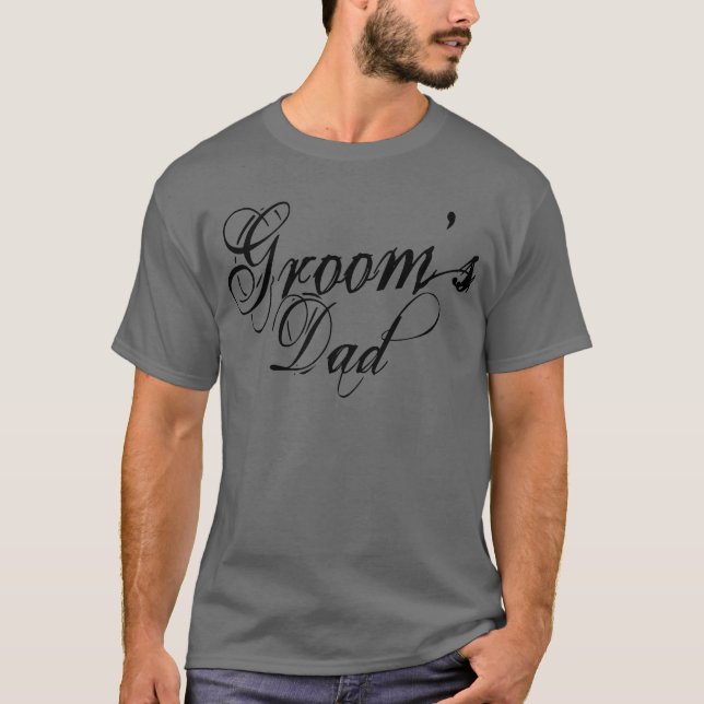 Naughy Grunge Script - Groom's Dad Black T-Shirt (Front)