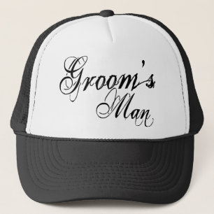 Naughy Grunge Script - Groom's Man Black Trucker Hat