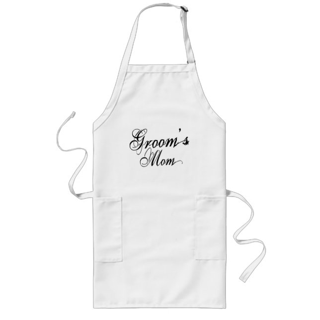 Naughy Grunge Script - Groom's Mom Black Long Apron (Front)
