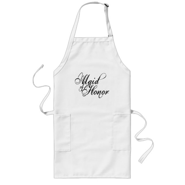 Naughy Grunge Script - Maid Of Honor Black Long Apron (Front)