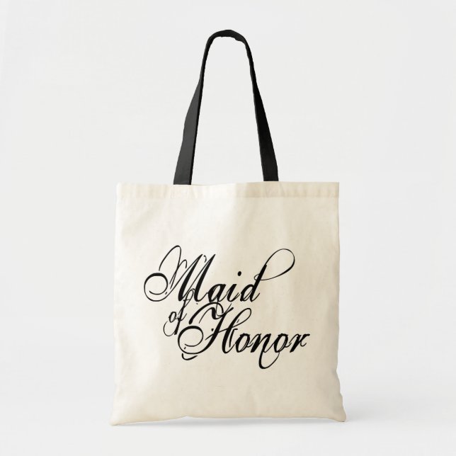 Naughy Grunge Script - Maid Of Honor Black Tote Bag (Front)