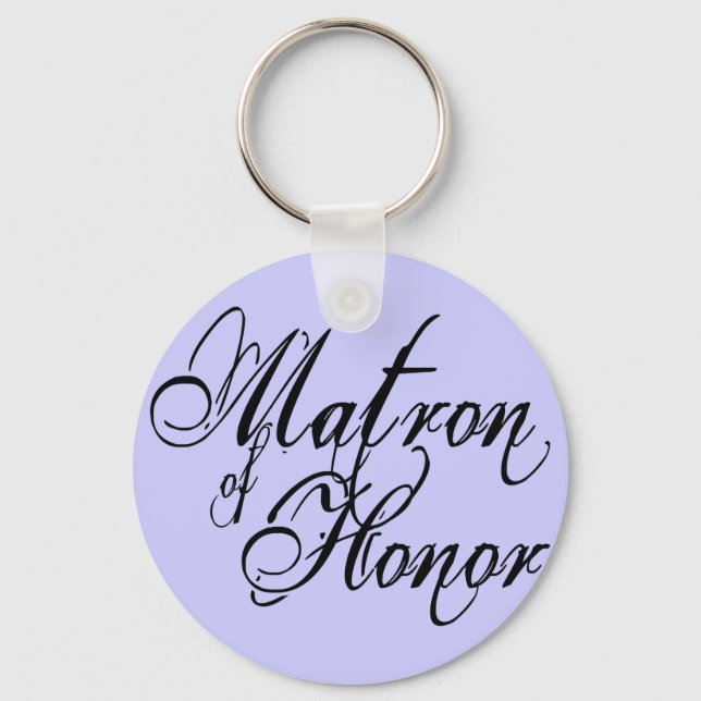 Naughy Grunge Script - Matron Of Honor Black Keychain (Front)