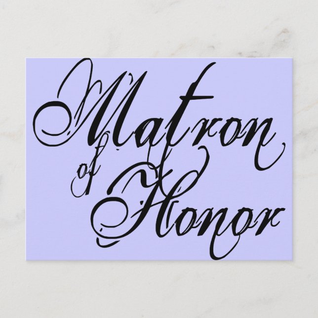Naughy Grunge Script - Matron Of Honor Black Postcard (Front)