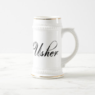 Naughy Grunge Script - Usher Black Beer Stein