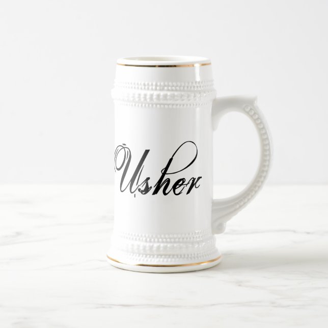 Naughy Grunge Script - Usher Black Beer Stein (Right)