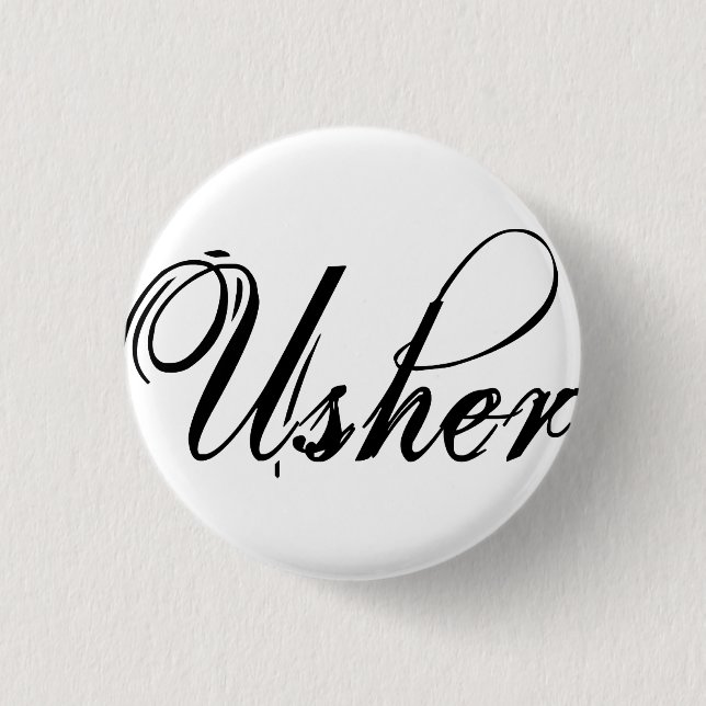 Naughy Grunge Script - Usher Black Button (Front)