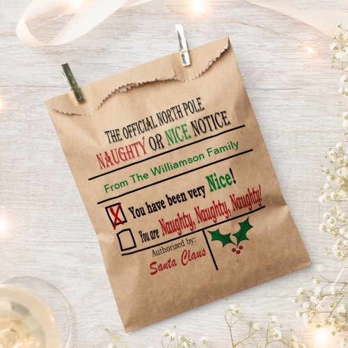 Naugthy or Nice Notice Favor Bag