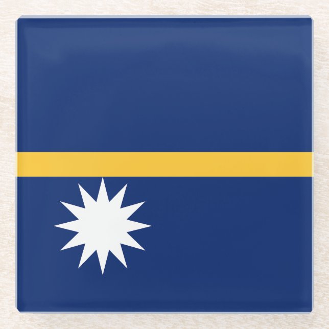 Nauru Flag Glass Coaster (Front)
