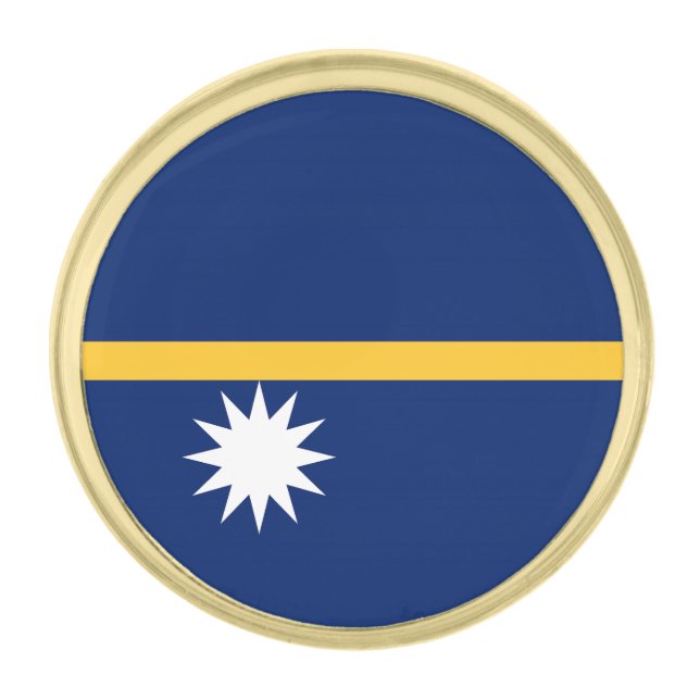 Nauru Flag Gold Finish Lapel Pin (Front)