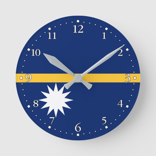 Nauru Flag Round Clock (Front)