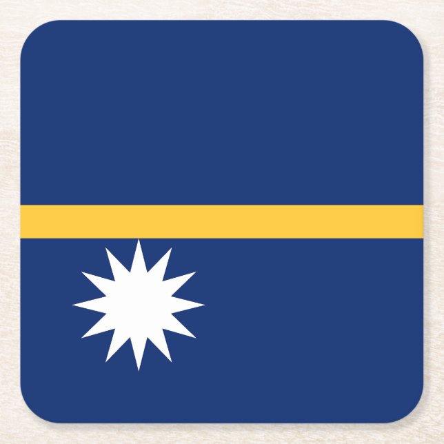 Nauru Flag Square Paper Coaster (Front)