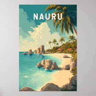 Nauru Illustration Travel Art Vintage Poster