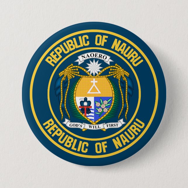 Nauru Round Emblem Button (Front)