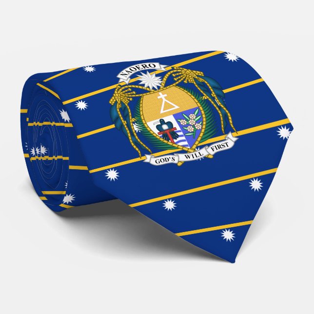 Nauruan Flag & Coat of Arms, Flag of Nauru Neck Tie (Rolled)