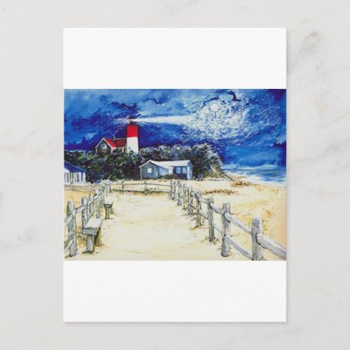 Nauset Light Conferring with the Moon Postcard