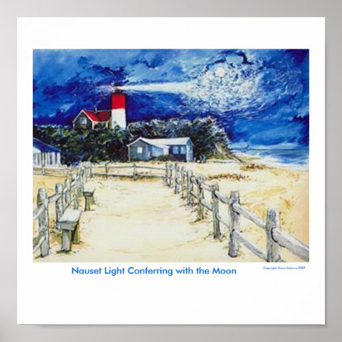 Nauset Light Conferring with the Moon Poster