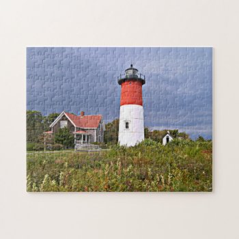 Nauset Lighthouse  Cape Cod Massachusetts Puzzle by LighthouseGuy at Zazzle