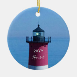Nauset Lighthouse Dated Cape Cod Christmas Ceramic Ornament