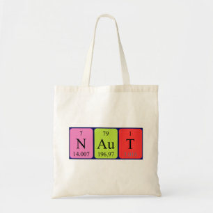 Naut periodic table name tote bag