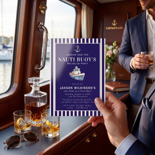Nauti Buoy Anchor Nautical Bachelor Party Invitation