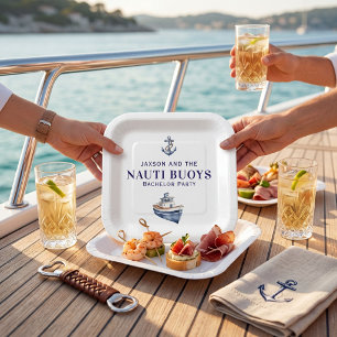 Nauti Buoy Bachelor Party Watercolor Nautical Paper Plates