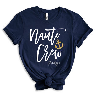 Nauti Crew   Funny Nautical Bridesmaid Custom T-Shirt