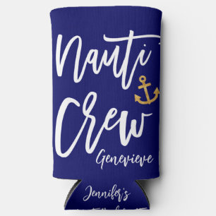 Nauti Crew   Funny Nautical Bridesmaid  Seltzer Can Cooler