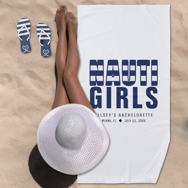 Nauti Girls White Bachelorette Party Beach Towel (Nauti Girls White Bachelorette Party Beach Towel
)