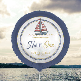 Nauti One Sailboat 1st Birthday Party Balloon