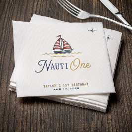 Nauti One Sailboat 1st Birthday Party Napkins