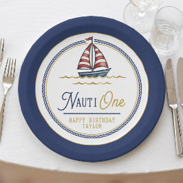 Nauti One Sailboat 1st Birthday Party Paper Plates