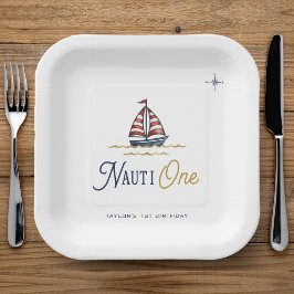 Nauti One Sailboat 1st Birthday Party Paper Plates