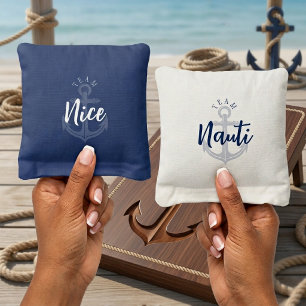Nauti or Nice Anchor Nautical Bachelorette Party Cornhole Bags