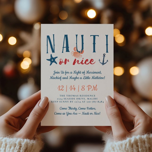 Nauti or Nice Nautical Christmas Party  Invitation (Creator Uploaded)