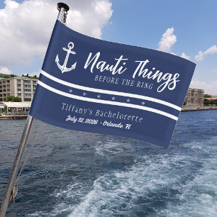 Nauti Things Before the Ring Anchor Bachelorette Car Flag