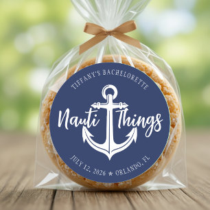 Nauti Things Before the Ring Anchor Bachelorette Classic Round Sticker