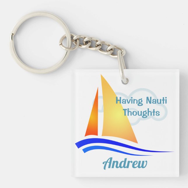 Nauti Thoughts Nautical Sailboat Keychain (Front)