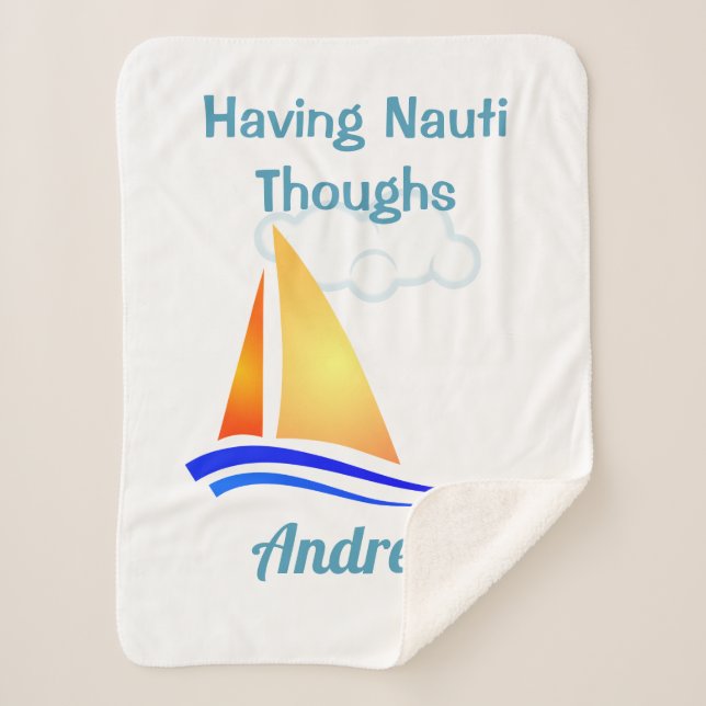 Nauti Thoughts Nautical Sailboat Sherpa Blanket (Front)