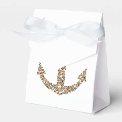 Nautial Anchor Gold Gliter Wedding Favor Boxes