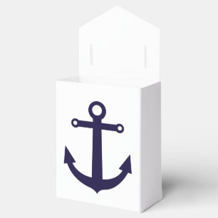 Nautial Anchor Navy Blue Wedding Favor Boxes